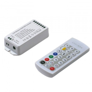 Контроллер RGB+CCT,  2.4G с пультом, 21 кноп., DC1224V, 16A(MAX), SW-RGB-CW-2.4G-16A