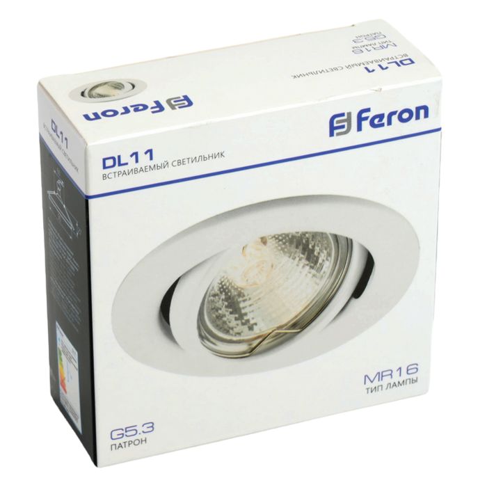 Светильник встраиваемый Feron DL11 потолочный MR16 G5.3 белый 15114 (11)