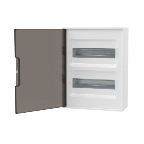 Щиток 24 мод настенный FRAME ЩРн-П-24, белый, с тонированной дверцей, с 4 шинами PEN (2шт на 8 отв. и 2шт на 6 отв.) F24W1WD DKC F24W1WD DKC (2)